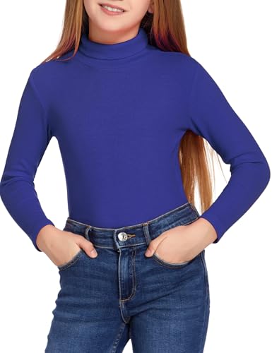 Arshiner Langarmshirt Mädchen Kinder Rollkragen Shirt Oberteile Dünn Mode Unterziehshirt Slim Fit Tops Lässige Rollkragenpullove Königsblau 6-7 Jahre von Arshiner