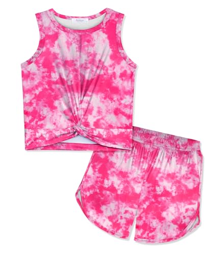 Arshiner Mädchen 2 Teiler Set Sport T Shirt Shorts Batik Bekleidungssets Kinder Sommer Outfit Jogginganzug 160/13-14 Jahre von Arshiner