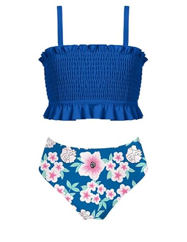 Arshiner Mädchen Bikini Set Sommer Badeanzüge Kinder Verstellbare Träger Tankini Mit Eleganten Falten Bademode Bikinis für Mädchen 5-13 Jahre 152 von Arshiner