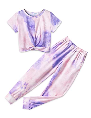 Arshiner Mädchen Bekleidungsets Batik T-shirt mit Hosen Set Kurzarm Trainingsanzüge Freizeit Kleidung Sets für Mädchen 10-11 Jahre von Arshiner