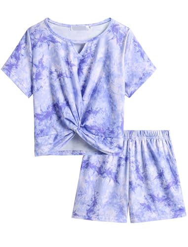 Arshiner Mädchen Bekleidungssets Batik Kinder T-Shirt mit Shorts Set Freizeit Mode Kleidung Sommer Tie-dye Kleidungsset für Mädchen 5-6 Jahre 120 von Arshiner