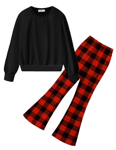 Arshiner Mädchen Bekleidungssets Freizeit Sweatshirt mit Schlaghose Set Kinder Herbst Winter Outfit Mode Langarmshirt Kleidung Set für Mädchen 12-13 Jahre 160 von Arshiner