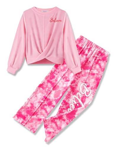 Arshiner Mädchen Bekleidungssets Kinder Sweatshirt mit Hose Set Herbst Winter Freizeit Trainingsanzug Sport Kleidung Sets für Mädchen 11-12 Jahre 150 von Arshiner