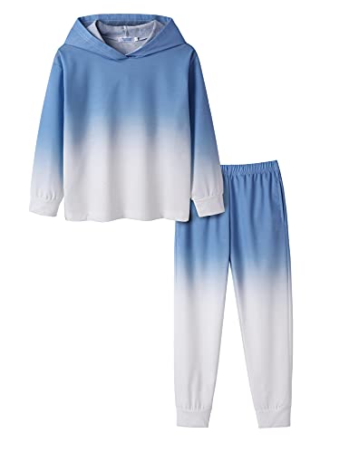 Arshiner Mädchen Pyjama-Set Batik Kinder Kapuzenpullover mit Hose Set Leicht Freizeit Langarm Schlafanzug für Mädchen 9-10 Jahre von Arshiner
