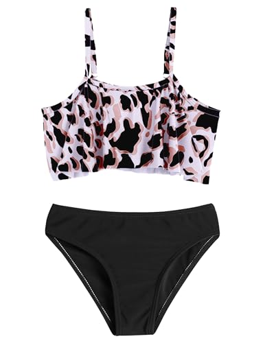 Arshiner Mädchen Bikini-Set Sommer Kinder Badeanzuge Zweiteiliger Tankini Rüschen Bustier Bikinislip Badebekleidung für Mädchen Muster 8/130 7-8 Jahre von Arshiner
