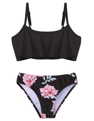 Arshiner Mädchen Bikini Set Volant Zweiteilige Badeanzüge Kinder Gerüschte Bikinislips Bademode Schwimmanzug Badebekleidung Muster 1/150 10-11 Jahre von Arshiner