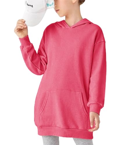 Arshiner Mädchen Hoodie Kleid Langarm Tie Dye Kapuzenkleid Kinder Lässig Pullover Baitk Sweatshirt Kleider mit Kapuze und Tasche für Mädchen 4-13 Jahre von Arshiner