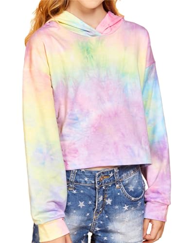 Arshiner Mädchen Hoodie Batik Kinder Kapuzenpullover Tie-Dye Leichtgewicht Kleidung Sport Frühling Sweatshirt Langarm Hoodies für Mädchen 5-14 Jahre von Arshiner