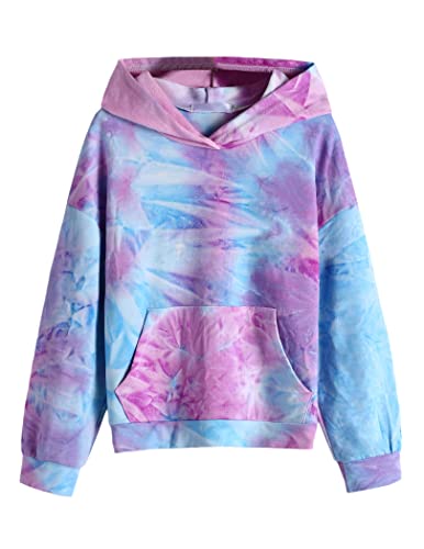 Arshiner Mädchen Hoodie Tie-dye Kapuzenpullover Kinder Langarm Herbst Frühling Sweatshirt mit Kapuze Batik Pullover für Mädchen 7-8 Jahre von Arshiner