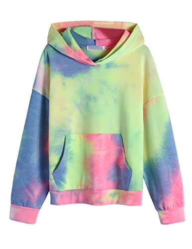 Arshiner Mädchen Hoodie Tie-dye Kapuzenpullover Kinder Langarm Herbst Frühling Sweatshirt mit Kapuze Batik Pullover für Mädchen 7-8 Jahre von Arshiner