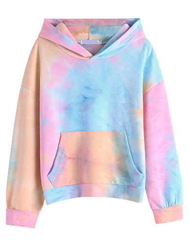 Arshiner Mädchen Hoodie Tie-dye Kapuzenpullover Kinder Langarm Herbst Frühling Sweatshirt mit Kapuze Batik Pullover für Mädchen 5-6 Jahre von Arshiner