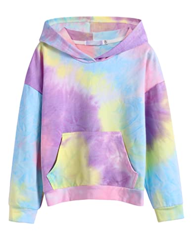 Arshiner Mädchen Hoodie Tie-dye Kapuzenpullover Kinder Langarm Herbst Frühling Sweatshirt mit Kapuze Batik Pullover für Mädchen 5-6 Jahre von Arshiner