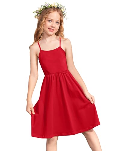 Arshiner Mädchen Kleider Hawaii Kinder Sommer Trägerkleid Festliches Freizeitkleid A-Linie Midi Party Ärmellose Kleid für Mädchen 6-7 Jahre von Arshiner