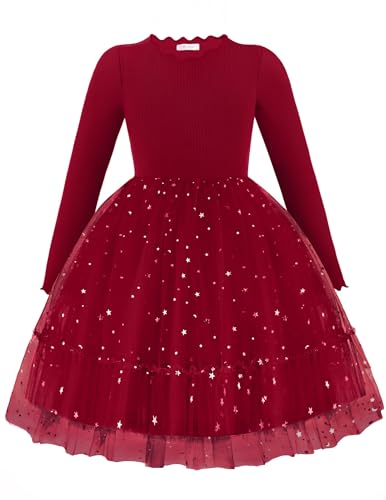 Arshiner Mädchen Kleider Tüll Glitzer Langarmkleid Kinder Faltenkragen A-Linie Partykleid Festliche Herbst Winter Freizeitkleid für Mädchen 3-4 Jahre Rot Arshiner Mädchen Kleider Tüll Glitzer Langarmkleid Kinder Faltenkragen A-Linie Partykleid Festliche Herbst Winter Freizeitkleid für Mädchen 3-4 Jahre Rot von Arshiner
