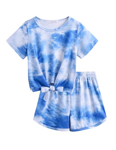 Arshiner Mädchen Kleidung Set Batik Sommer T-Shirt mit Shorts Kinder Freizeitanzug Sport Bekleidungssets für Mädchen 5-6 Jahre von Arshiner