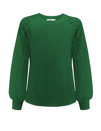 Arshiner Mädchen Langarm T-Shirt Grün Niedlich Tops Kinder Weiche Bluse Rundhals Langarmshirts Freizeit Sweatshirt Herbst Winter Obertei Mädchenkleidung 150/10-11 Jahre von Arshiner