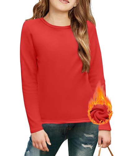 Arshiner Mädchen Langarm T-Shirt Rundhals Oberteile Einfarbige Mode Top Herbst Winter Tshirts Thermo-Sweatshirt für Kinder Pullover Rot Weihnachten Unterhemden 5-6 Jahre Arshiner Mädchen Langarm T-Shirt Rundhals Oberteile Einfarbige Mode Top Herbst Winter Tshirts Thermo-Sweatshirt für Kinder Pullover Rot Weihnachten Unterhemden 5-6 Jahre von Arshiner