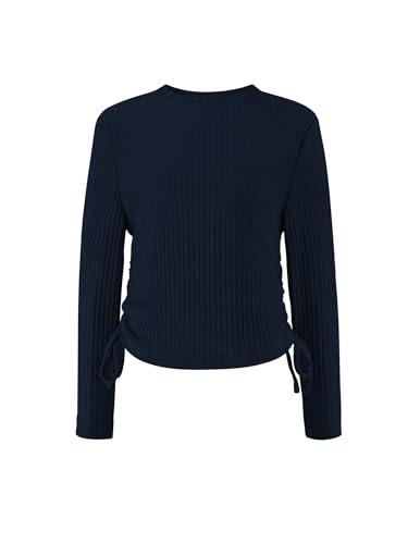 Arshiner Mädchen Langarmshirt Kordelzug Pullover Kinder Slim Rundhals Oberteile Freizeit Mode T-Shirt Herbst Winter Elegant Shirt für Mädchen 12-13 Jahre 160 Marineblau von Arshiner