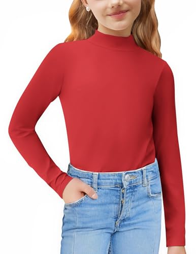 Arshiner Mädchen Langarmshirt Stehkragen Tops Kinder Mode Oberteile Basic Rollkragenshirt Slim Fit Unterziehshirt Weihnachten Rollkragenpullove 3-4 Jahre von Arshiner