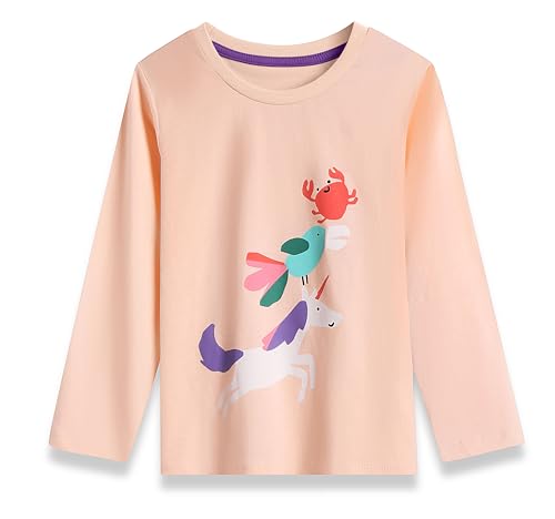 Arshiner Mädchen Langarmshirts Baumwolle Rundhals Pullover Kinder Drucke Freizeit Langarm T-Shirt für Mädchen 9-10 Jahre von Arshiner