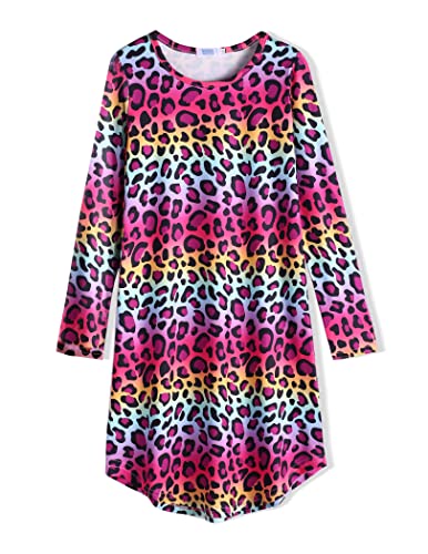 Arshiner Mädchen Nachthemd Langarm Kinder Nachtkleid mit Niedlichen Prints Schlafanzug Kleid Nightdress für Mädchen 11-12 Jahre von Arshiner