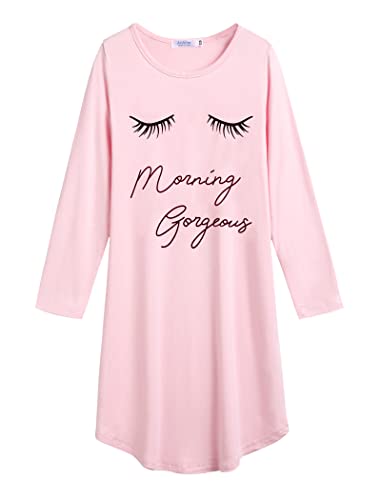 Arshiner Mädchen Nachthemd Langarm Kinder Nachtkleid mit Niedlichen Prints Schlafanzug Kleid Nightdress für Mädchen 4-5 Jahre von Arshiner