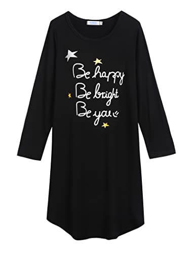 Arshiner Mädchen Nachthemd Langarm Kinder Nachtkleid mit Niedlichen Prints Schlafanzug Kleid Nightdress für Mädchen 4-5 Jahre von Arshiner