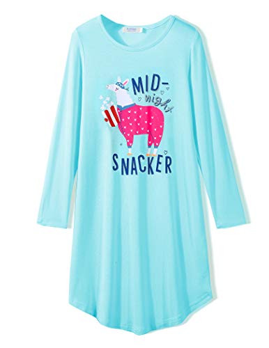 Arshiner Mädchen Nachthemd Langarm Kinder Nachtkleid mit Niedlichen Prints Schlafanzug Kleid Nightdress für Mädchen 4-5 Jahre von Arshiner