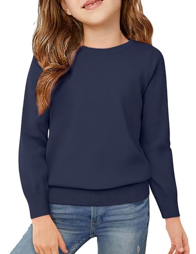Arshiner Mädchen Pullover Dunkelblau Herbst Winter Langarmshirt Kinder Rundhals Strickpullover Freizeit Schulpullover 160/10-11 Jahre von Arshiner