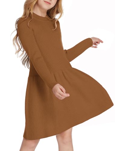 Arshiner Mädchen Pullover Kleid Herbst Winter Kleid Langarm Strickkleid Flare Skater Kleid A-Linie Einfarbig Basic Kinder Freizeitkleid Braun/140 Arshiner Mädchen Pullover Kleid Herbst Winter Kleid Langarm Strickkleid Flare Skater Kleid A-Linie Einfarbig Basic Kinder Freizeitkleid Braun/140 von Arshiner