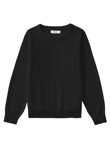 Arshiner Mädchen Pullover Schwarz Rundhals Langarmshirt Schulpullover Kinder Halloween Strickpullover Winterpullover Freizeit Oberteile 140/8-9 Jahre von Arshiner