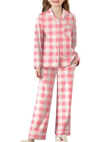 Arshiner Mädchen Schlafanzüge Winter Kinder Langarm Pyjama Set Bequem Cartoon Bedrucktes Nachtwäsche Langarmshirt mit Hose Set 13-14 Jahre von Arshiner