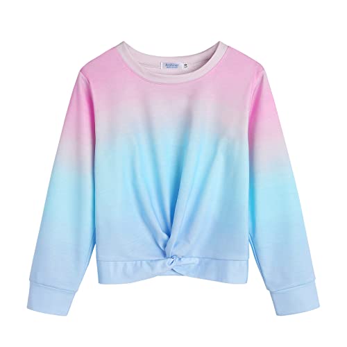 Arshiner Mädchen Sweatshirt Tie-Dye Langarm Pullover Rundhals Sport Mode Kinderkleidung Leichtgewicht Langarmshirt für Mädchen 11-12 Jahre von Arshiner