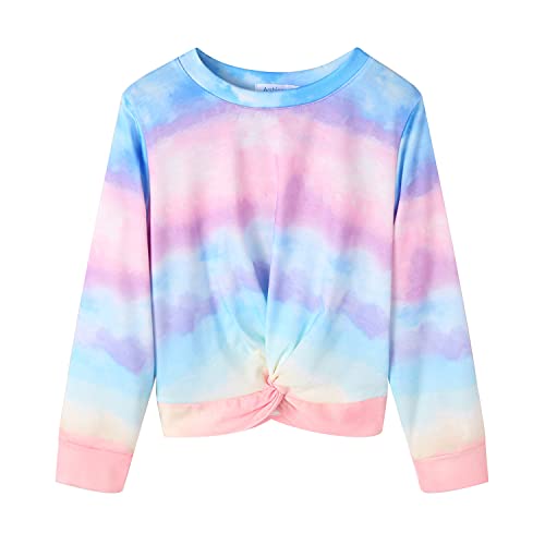 Arshiner Mädchen Sweatshirt Tie-Dye Langarm Pullover Rundhals Sport Mode Kinderkleidung Leichtgewicht Langarmshirt für Mädchen 10-11 Jahre von Arshiner