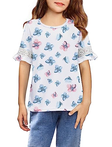 Arshiner Mädchen T-Shirts Bestickte Ärmel Kinder Freizeit Kurzarmshirt Sommer Mode Oberteile Basic Tshirt für Mädchen 13-14 Jahre 160 Blau Rosa Blumen Arshiner Mädchen T-Shirts Bestickte Ärmel Kinder Freizeit Kurzarmshirt Sommer Mode Oberteile Basic Tshirt für Mädchen 13-14 Jahre 160 Blau Rosa Blumen von Arshiner