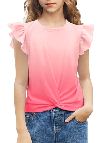 Arshiner Mädchen T-Shirts Fliegende Ärmel Freizeit Sommer Shirts Kinder Mode Rundhals Baumwolle Basic Kurzarm Tshirt für Mädchen Tie Dye 1 120 von Arshiner