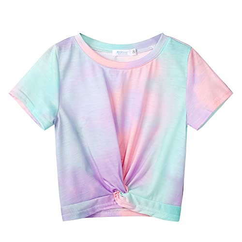 Arshiner Mädchen T-Shirts Sommer Kurzarm Kinder Baumwolle Bluse Niedlicher Mode Druck Einschulung Shirt Rundhals Sport Leichtgewicht Casual Tshirts für Mädchen 5-6 Jahre von Arshiner