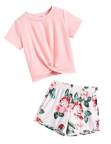 Arshiner Mädchen T-shirts mit Shorts Sets Sommer Kinder Kleidung Set Freizeit Mode Sport Bekleidungssets für Mädchen 5-6 Jahre von Arshiner