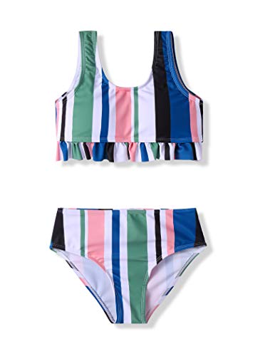 Arshiner Mädchen Tankini Badeanzug Stripes Bustier Bikinislip Zweiteiliges Kinder Sommer Bademode Strand Badebekleidung Mode Schwimmanzug Set 160/13-14 Jahre von Arshiner