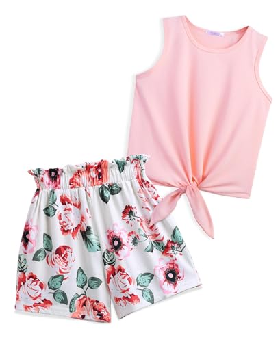 Arshiner Mädchen Tanktops mit Shorts Set Kinder Sommer Bekleidungssets Lässige Mode Ärmelloses T-Shirts Kleidung Sets für Mädchen 13-14 Jahre von Arshiner