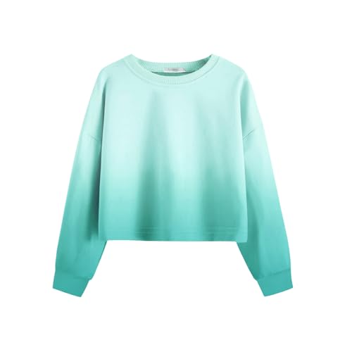 Arshiner Mädchen Tie Dye Sweatshirt Pullover T-Shirt Langarm Tops Casual Baumwolle T-Shirts Kinderkleidung Mintgrün 140 von Arshiner