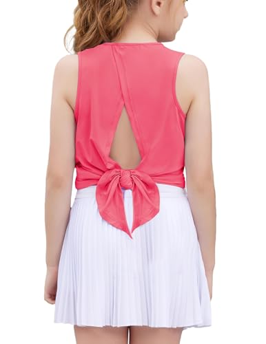 Arshiner Mädchen Trägershirt Sommer Sport Top Ärmellos Trägertop Einfarbig Unterhemd Freizeit Oberteile Mode Tanktop Kinder Sport Top für Training Laufen Tennis Rosa 160 13-14 Jahre von Arshiner