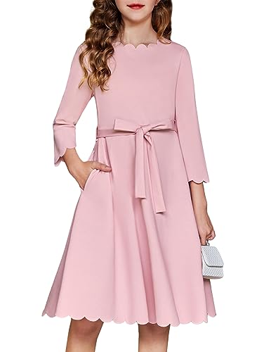 Arshiner Mädchenkleid Prinzessin Herbst Elegant Festliches Kinder Kleid Festzug Kleider Hochzeit Partykleid Cocktailkleid Rosa 150 von Arshiner