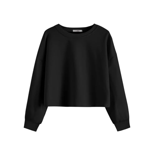 Arshiner Pullover Mädchen Sweatshirt Kinder Langarmshirts Baumwolle Tops Schwarz 130 von Arshiner