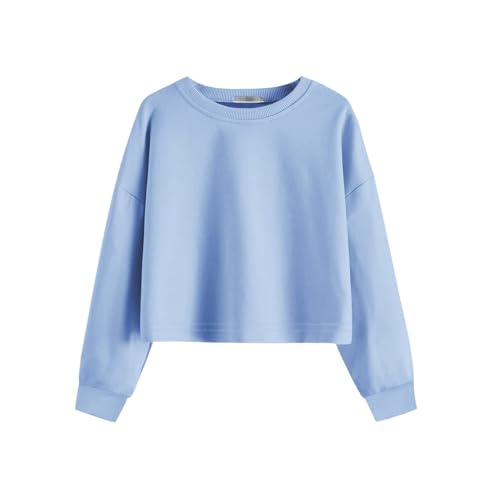 Arshiner Pullover Mädchen Sweatshirt Langarm Tops mit Rundhalsausschnitt Blau 130 von Arshiner