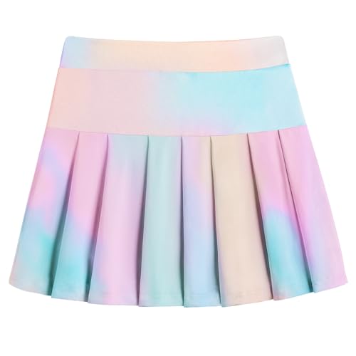 Arshiner Sportrock Mädchen Tennisrock Kinder Hosenrock Regenbogen Rock A Linien Faltenrock 150/11-12 Jahre von Arshiner