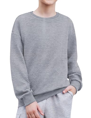 Arshiner Sweatshirt Jungen Grau Mode Rundhals Langarmshirt Boys Basic T-Shirt Kinder Freizeit Pullover Herbst Winter Kinderbekleidung 130/8-9 Jahre von Arshiner