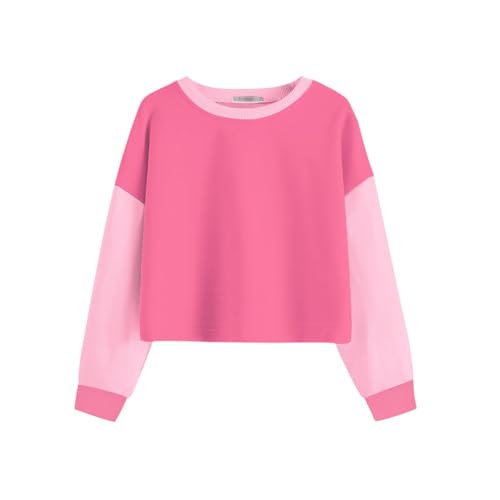 Arshiner Sweatshirt Mädchen Pullover für Kinder Baumwolle Sweater Mädchen Langarm Tops Teenager Kinderkleidung Kontrastfarben 150 von Arshiner