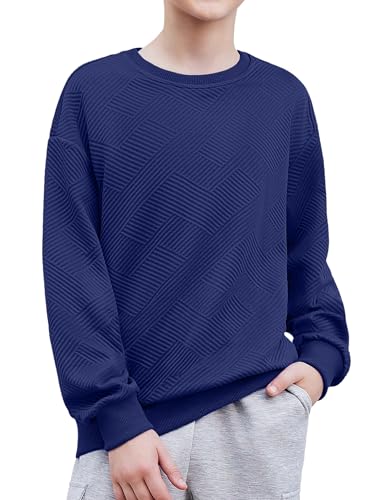 Arshiner Sweatshirt für Kinder Marineblau Langarm Oberteile Jungen Classic Top Boy T-Shirts Einfarbig Pullover Freizeit Kinderbekleidung 140/9-10 Jahre von Arshiner