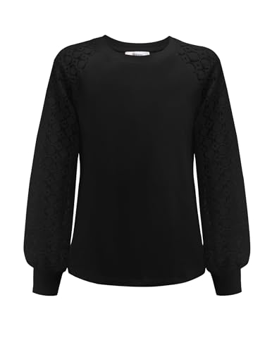 Arshiner T-Shirts für Mädchen Schwarz Tunika Mode Langarmshirt Kinder Basic Oberteil Rundhals Freizeit Top Halloween Bluse Herbst Winter Kinderkleidung 160/11-12 Jahre von Arshiner